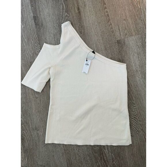 Banana Republic NWT One Sleeve Knit Sweater Top Asymmetric Size M Cream - Picture 6 of 8